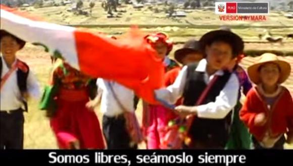 Ministerio de Cultura publicó video en donde se escucha el Himno Nacional en aymara. (Captura)