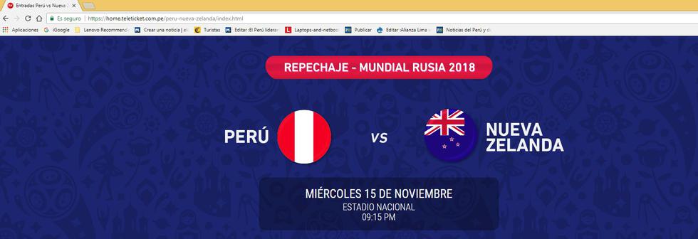 Teleticket habilitó su página para la inscripción del sorteo de la venta de entradas para el Perú-Nueva Zelanda.