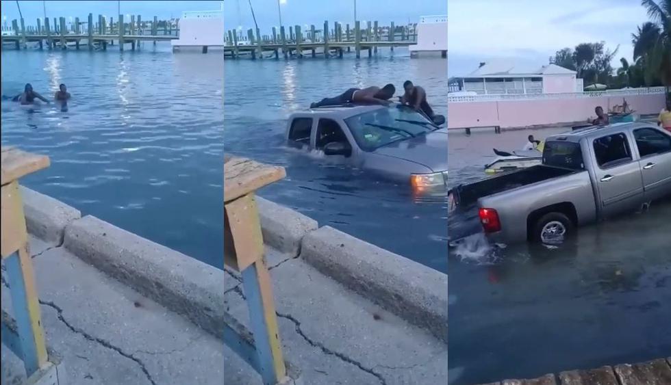 En EE.UU. se vivió un momento surrealista cuando unos pescadores lograron sacar una camioneta del agua. El video llegó a Facebook y no tardó en volverse viral. (Foto: captura)