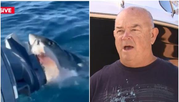 Un tiburón blanco rodeó y atacó el bote de una familia en Australia. (Foto: @9NewsPerth)