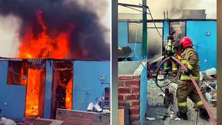 Surco: Bomberos controlan incendio y socorren a anciana durante siniestro