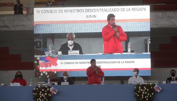El presidente Pedro Castillo lideró la sesión del Consejo de Ministros en Huancayo. (Presidencia)