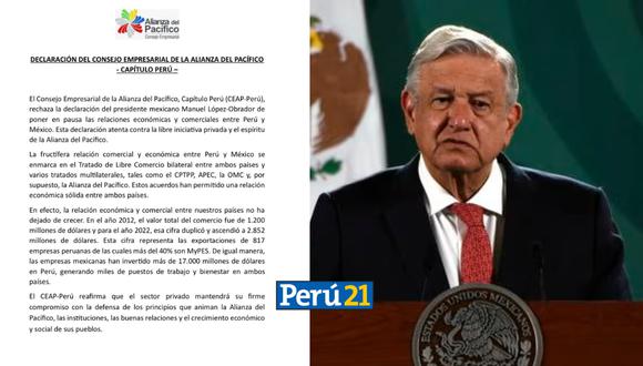 Comunicado de la Alianza del Pacífico en el Perú. (Imagen: Composición Perú21)