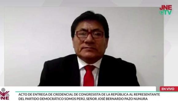 José Pazo Nunura recibió su credencial de congresista por la región Piura en una ceremonia virtual.