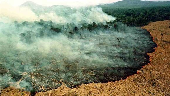 El fuego destruye un bosque en marzo de 1998 en Apiau, Roraima. Especialista del Instituto de Investigación de la Amazonia, dijo que se necesitarán 100 años para recuperar la flora que se perdió en el incendio. (Foto: AFP)