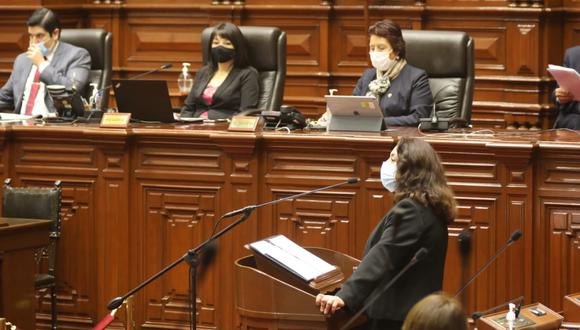 Violeta Bermúdez destacó que su Gabinete trabajará en una agenda de un gobierno de transición. (Foto: Andina / Congreso)
