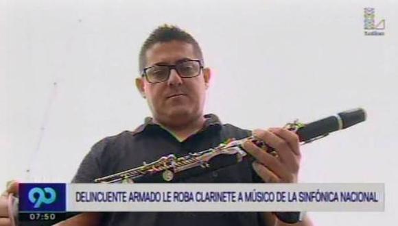Encañonan a músico de la Sinfónica Nacional y le roban clarinete que vale US$8,500. (Captura de video)
