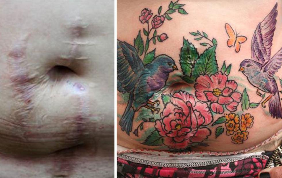 Mujer convierte las cicatrices de violencia doméstica en bellas obras de arte (Facebook: Flavia Carvalho)