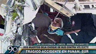 Panamericana Sur: Un muerto tras choque de bus contra un volquete