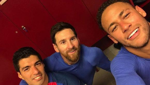 Lionel Messi, Luis Suárez y Neymar celebraron clasificación del Barcelona con esta foto. (Neymar)