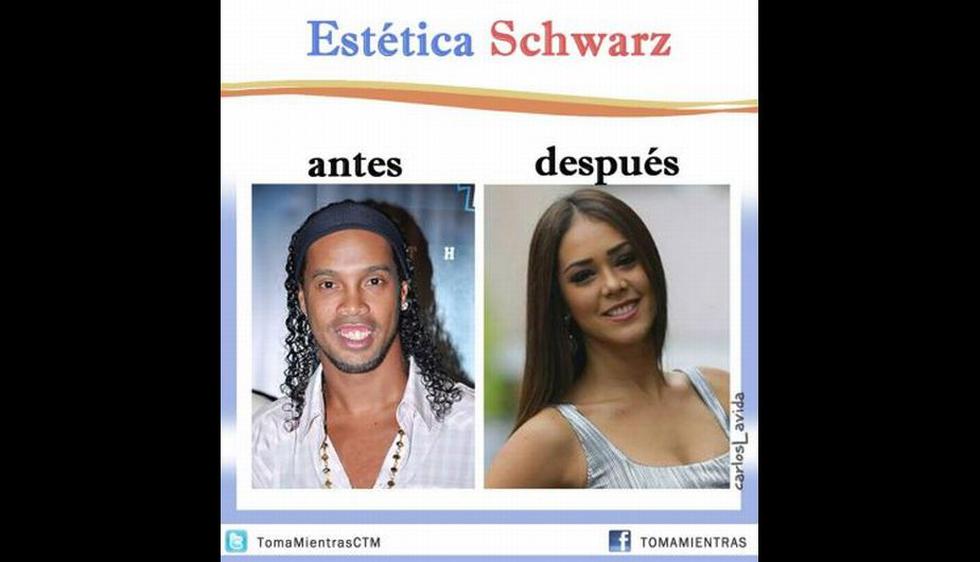 En las redes sociales comparan a la antigua Karen Schwarz con Ronaldinho.  (Internet)