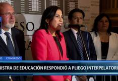 Flor Pablo tras interpelación: "Como Ministerio de Educación nos sentimos fortalecidos"