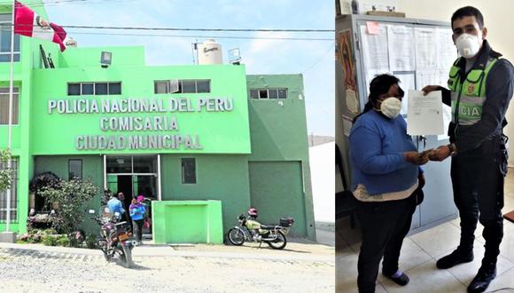 Arequipa: Policías honestos de la comisaría de Ciudad Municipal devuelven dinero del Bono 380 que mujer con discapacidad perdió en bus.