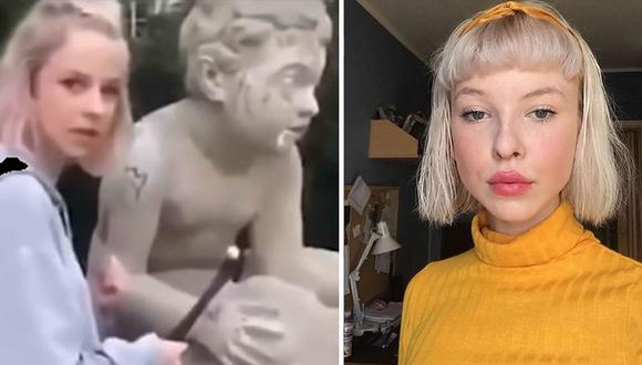 La influencer polaca Julia Slonska dañó  una estatua de 200 años de antigüedad para ganar seguidores. (Instagram)