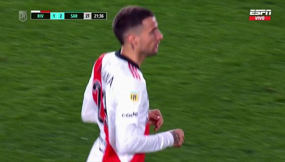 Gol de Emanuel Mammana para el 1-2 en River Plate vs. Sarmiento. (Captura: ESPN)