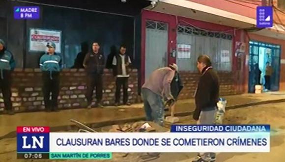 La Municipalidad de San Martín de Porres tapió con ladrillos el ingreso al local "El Reencuentro" tras el crimen de Alan Neyra Tello. (Latina)