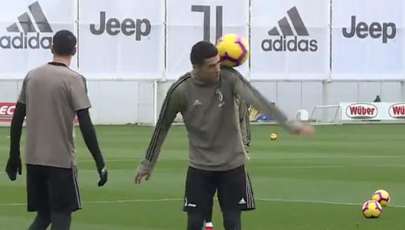 Cristiano Ronaldo dio muestras de su destreza en entrenamiento de Juventus. (Captura: YouTube)