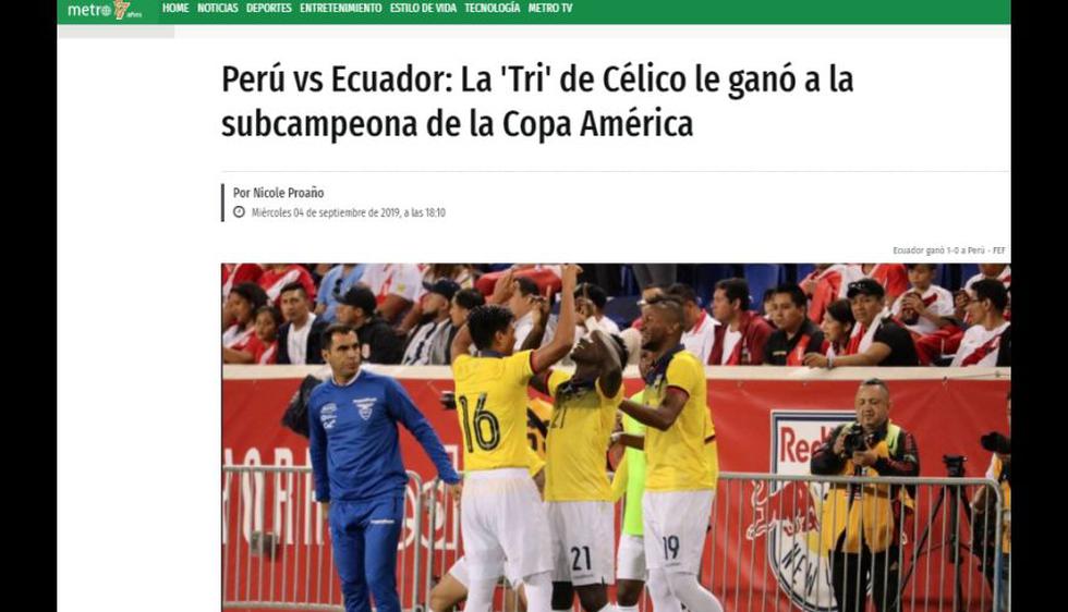 Así informan los medios ecuatorianos sobre la victoria de la 'Tricolor' sobre Perú.