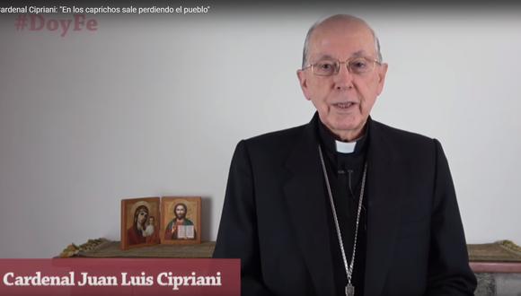 Cardenal Juan Luis Cipriani pide a Martín Vizcarra renunciar al cargo de presidente. (Foto: Captura de video)