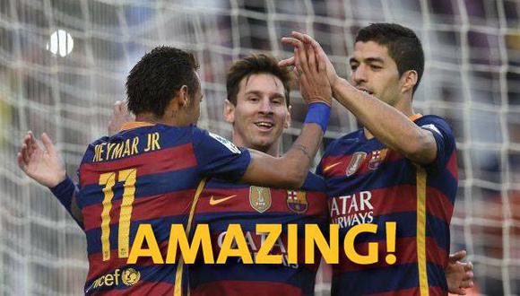 Lionel Messi, Luis Suárez y Neymar participaron de un penal para el recuerdo. (AFP)