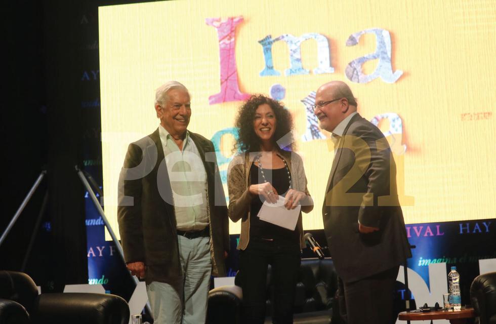 Salman Rushdie y Mario Vargas Llosa en el 'Hay Festival, Arequipa. (FOTO: Esther Vargas)