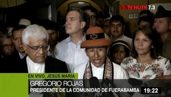 El presidente de la comunidad de Fuerabamba, Gregorio Rojas, agradeció por “el paso firme” que han dado. (Foto: Captura TV Perú)