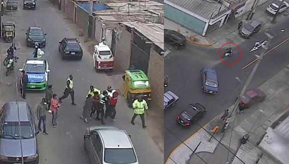 Serenos, policías y transeúntes capturan a ladrón de bicicletas. (Captura de video)