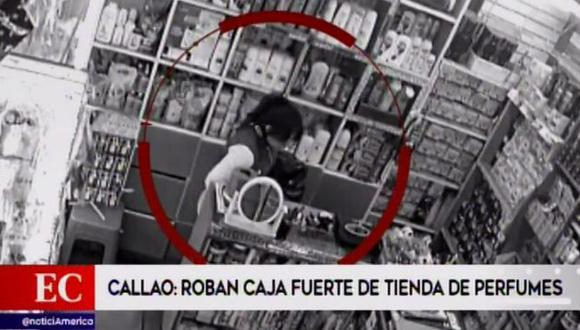 Roban caja fuerte de una tienda de perfumes en el Callao. (Foto: América TV)