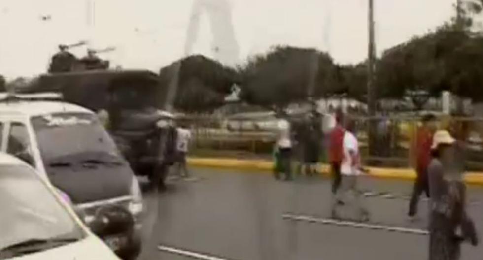 Se registra enfrentamiento durante marcha contra nuevas rutas del Corredor Morado. (Captura Canal N)
