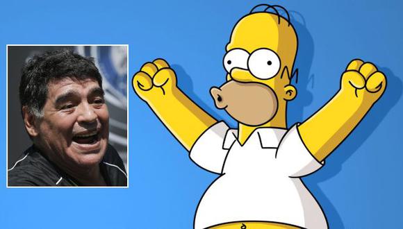 Diego Maradona dijo que odiaba a Los Simpsons y Homero le respondió: &quot;Es un gordo tetón&quot;. (Composición)