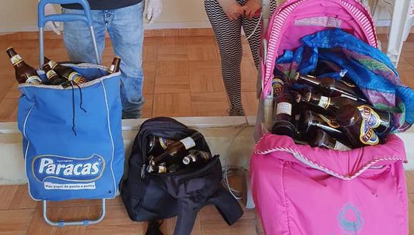 Ayacucho. Pareja repartía cerveza a delivery en coche de bebé y en carrito de compras. (PNP)