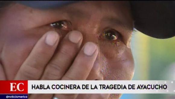 "Ni a mi peor enemigo le haría eso", indicó la cocinera señalada por la tragedia que se registró en Ayacucho, en la que murieron nueve ciudadanos. (Foto: América TV)