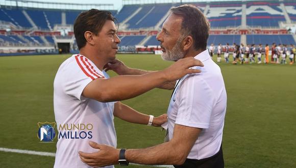 Miguel Ángel Russo y Marcelo Gallardo se volverán a ver las caras en el Estadio Nacional de Lima. (Foto: Twitter Mundo Millos)