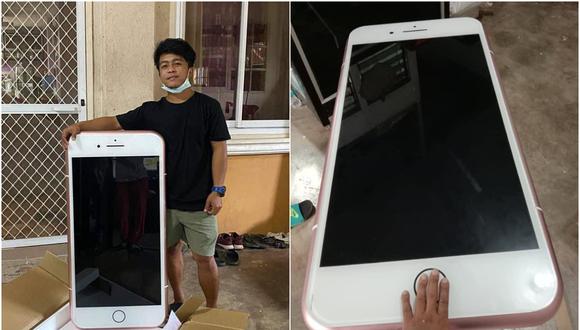 Compró un iPhone por internet y le llegó una mesa: "por eso el envío era tan caro". (Foto: เอาไปแบ่งกันดู / Facebook)