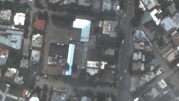 Esta imagen del folleto, cortesía de Maxar Technologies, publicada el 2 de agosto de 2022 y tomada el 12 de julio de 2022, muestra el edificio (parte inferior C) en el que probablemente se encontraba el jefe de Al-Qaeda, Ayman al-Zawahiri, en el momento del ataque que lo mató en Kabul. (Foto de IMAGEN SATÉLITE ©2022 MAXAR TECHNOLOGIES / AFP)