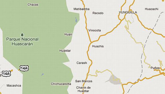 El desastre ocurrió en el distrito de Uco, provincia de Huari, Áncash. (G. Maps)