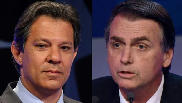 El sondeo también indicó que Haddad pudo recortar su índice de rechazo de 47% a 41%, mientras que Bolsonaro subió de 35 a 40%. | Foto: AFP