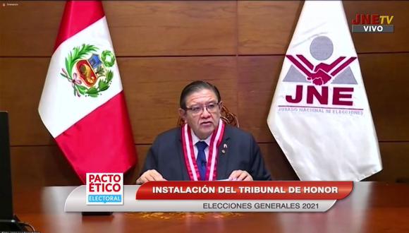 El presidente del JNE, Jorge Salas Arenas, rechazó que se insinúe que existe fraude electoral en el país (JNE).