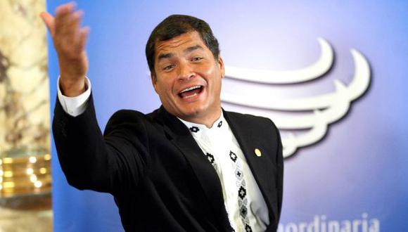 El presidente Correa extendió sus ataques a la prensa peruana y reiteró su apoyo al embajador Rodrigo Riofrío. (Luis Gonzales)