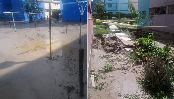Las aguas servidas inundaron el conjunto habitacional  Justo Arias y Aragüez. (Foto: Junta vecinal Justo Arias y Aragüez)