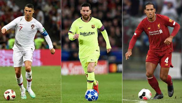 Cristiano Ronaldo, Lionel Messi y Virgil Van Dijk son los finalistas al mejor jugador del año. (Foto: AFP)