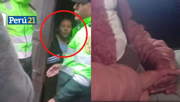 Al ser confrontada por los efectivos policiales, la mujer negó los hechos y obligó a su hija a decir que se había caído. (Foto: Facebook/ captura de video)