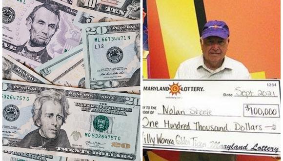 Nolan Steele ganó 100.000 dólares tras comprar un boleto para raspar. (Foto: Maryland Lottery)