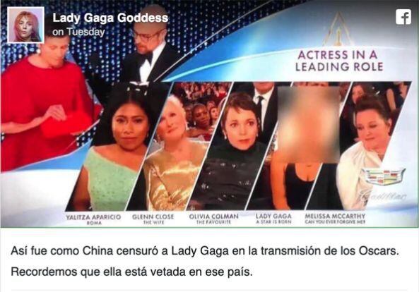 Lady Gaga censurada en China. (Facebook)