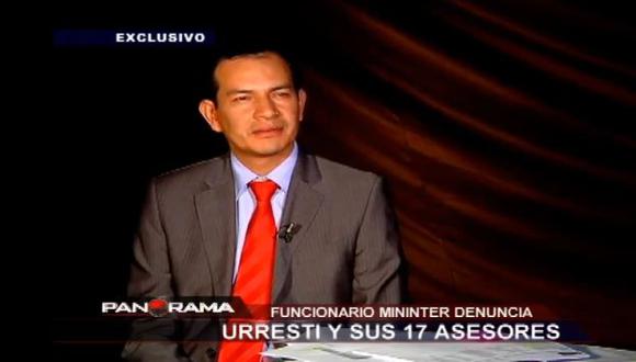 Manuel del Águila Zúñiga dijo que Urresti tenía 17 asesores a su disposición. (Captura de video de reportaje de Panorama)