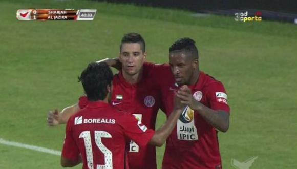 Jefferson Farfán marcó su primer gol con el Al Jazira en la liga Árabe. (Captura de TV)