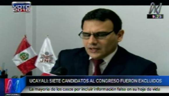 JEE excluyó a siete candidatos al congreso de diversos partidos en Ucayali. (Captura Canal N)