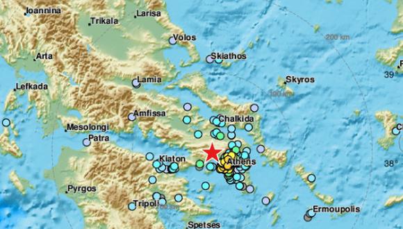 Grecia: Fuerte sismo de magnitud 5,1 sacude capital del país. (Foto: Captura- @EMSC)