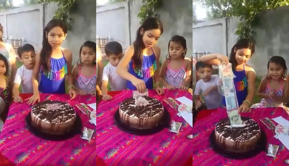 En Facebook fue visto el video de una niña emocionándose tras encontrar un paquete de billetes dentro de torta. Desde México, su reacción se volvió viral entre los usuarios de las redes sociales. (Foto: Captura)