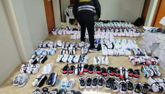 Arequipa: PNP incauta 190 pares de zapatillas de marca presuntamente de contrabando (Foto: PNP)
